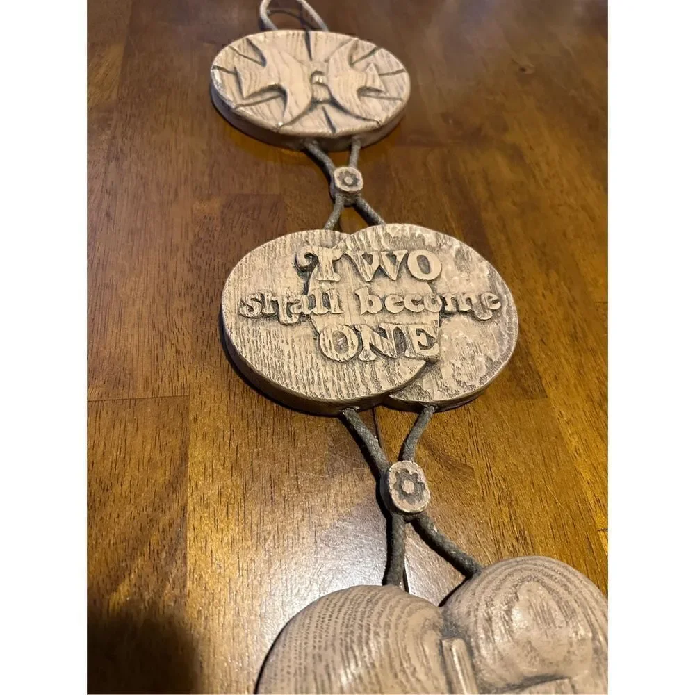 Abbey Press Molded Wall Hanging Decor USA made 1975 Two Become One Cross Wedding